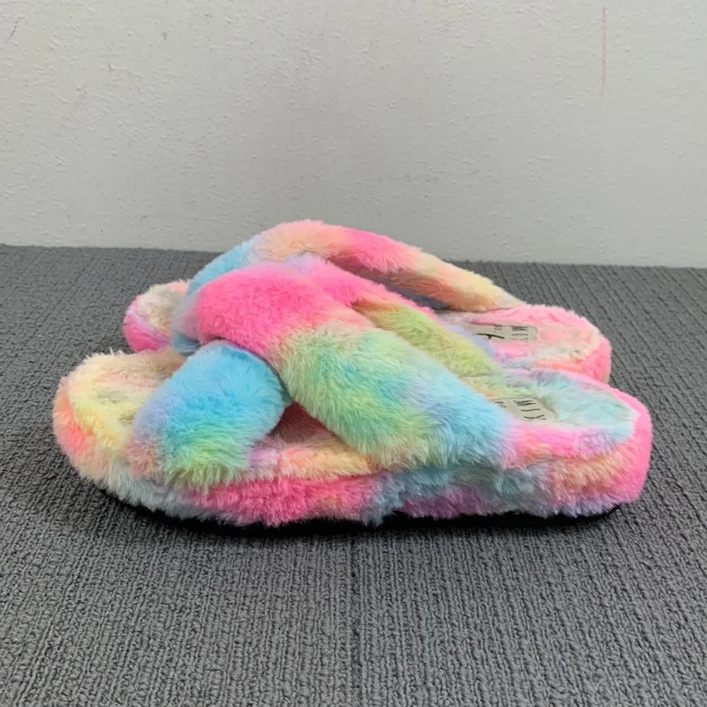 Mix No. 6 Platform Slipper Sandals Womens Size 9 Tie Dye Fuzzy Amatta Slides - Picture 6 of 13